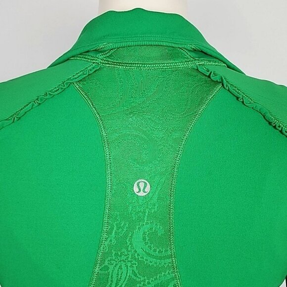 Lululemon Star Runner Pullover 1/2 Zip Top Green Bean Stretch Thumbholes Size 8 - Picture 9 of 16